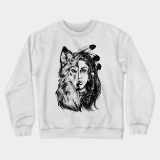 girl wolf Crewneck Sweatshirt